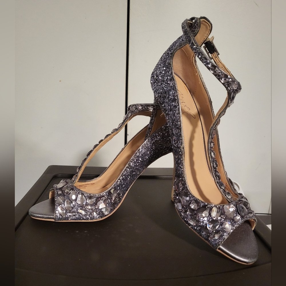 Silver glitter heels